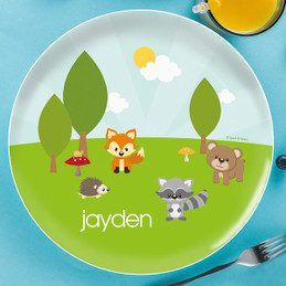Cute Animals in the Forest Personalized Melamine Plates