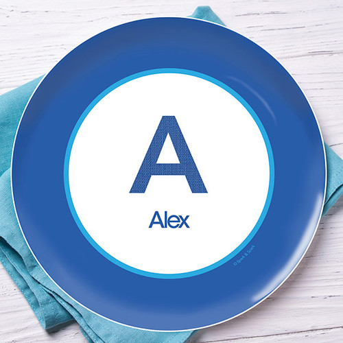 A Linen Blue Letter Kids Plate