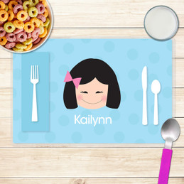 Just Like Me Girl Light Blue Kids Placemat