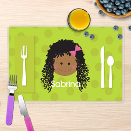 Just Like Me Girl Green Kids Placemat