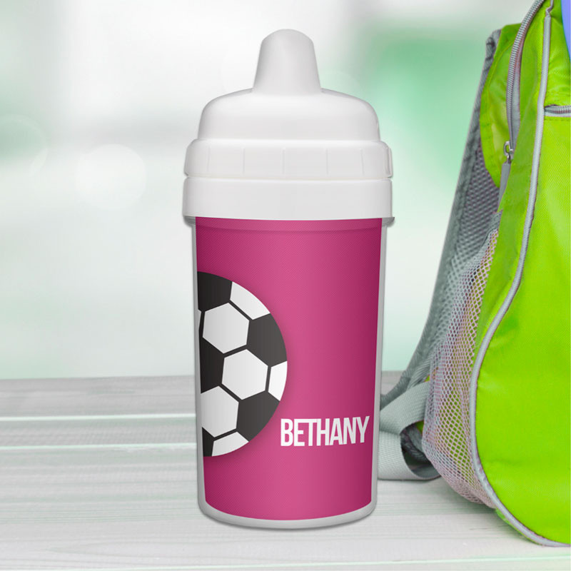 Girl Soccer Fan Pink Sports Water Bottle