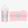 No Spill Cup with Pretty Pink Quatrefoil