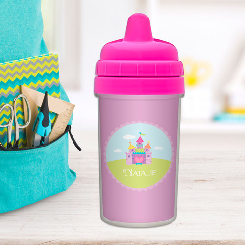 Pretty heart Castle personalized sippy cups with names