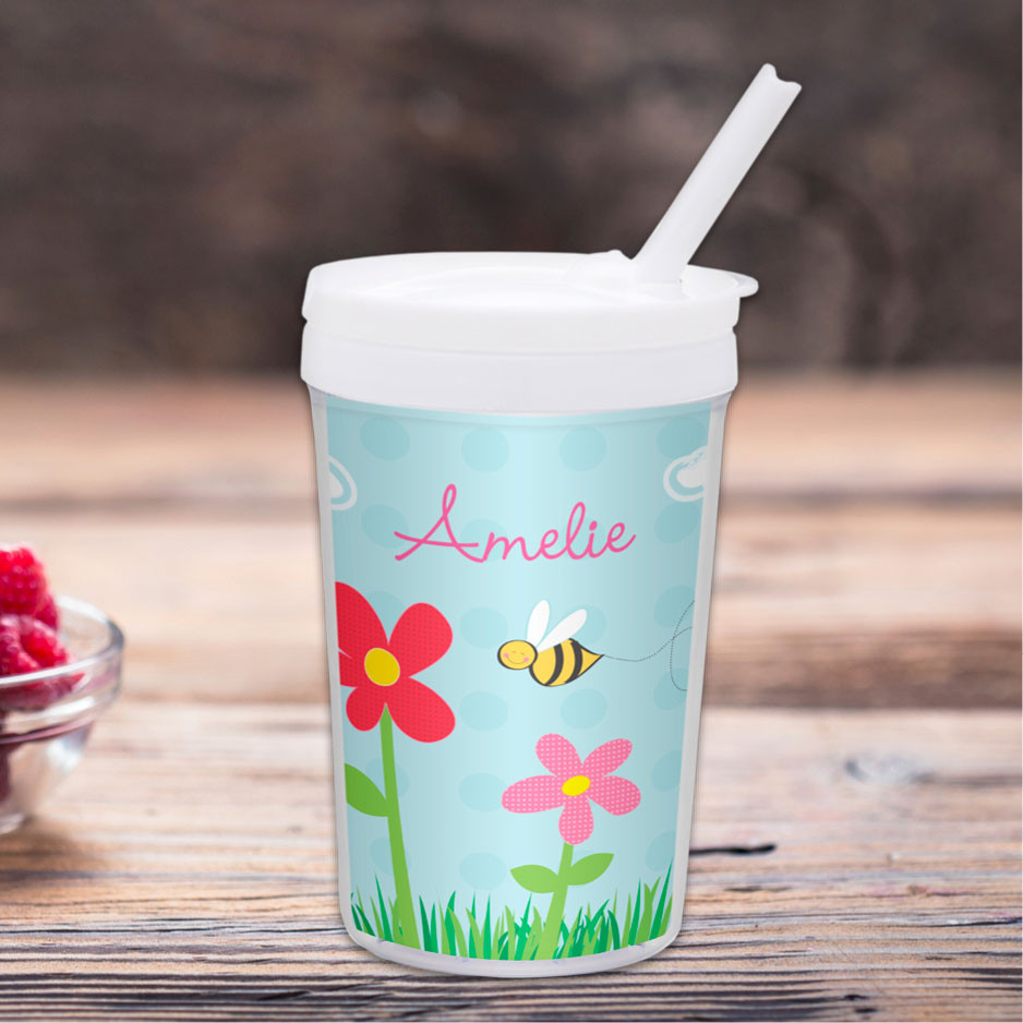 Toddler Tumbler, Toddler Cup, Personalized Kids Tumbler, Flower