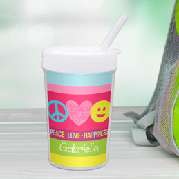 Peace & Love Signs Personalized Kids Cups