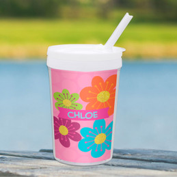 Shiny Bold Flowers Personalized Kids Cups