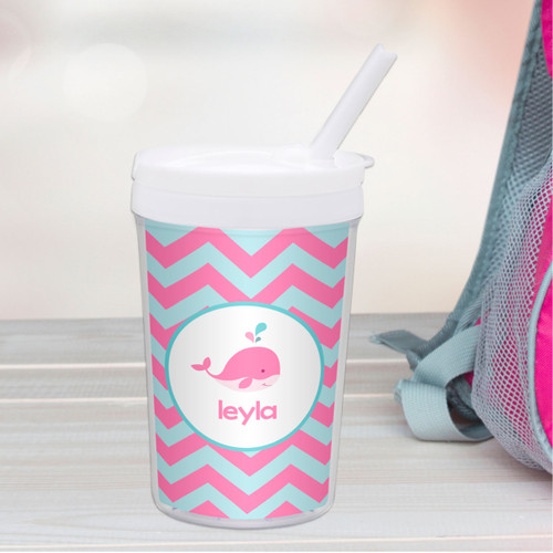 Sweet Pink Whale Personalized Kids Cups