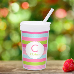 Bold Stripes and Initial Custom Kids Cups