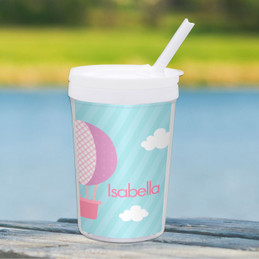 Pink Hot Air Balloon Personalized Kids Cups