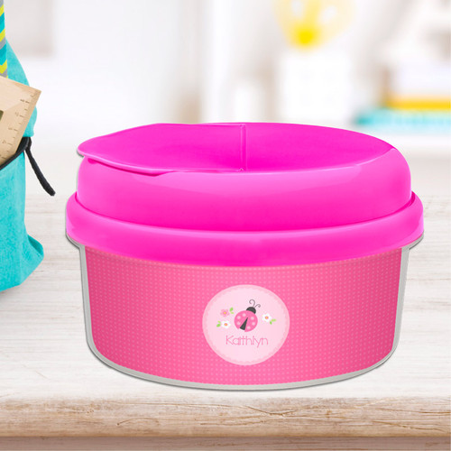 Sweet Pink Lady Bug Toddler Snack Bowl