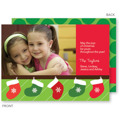 non photo personalized christmas cards | Merry Stockings Christmas Photo Cards by Spark & Spark