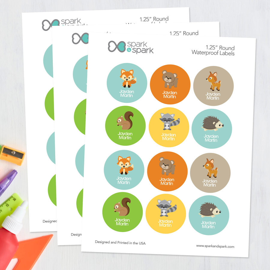 Cute Forest Animals Kids Waterproof Labels By Spark Spark Cute Forest Animals Kids Waterproof Labels By Spark Spark