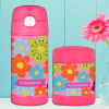 Shiny Bold Flowers Personalized Thermos For Kids