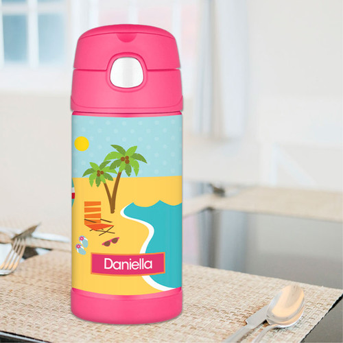 Fun At The Beach Personalized Thermos For Kids