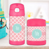 Pretty Pink Quatrefoil Personalized Thermos For Kids