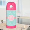 Pretty Blue Damask Personalized Thermos For Kids