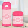 Pink Initials On Chevron Personalized Thermos For Kids