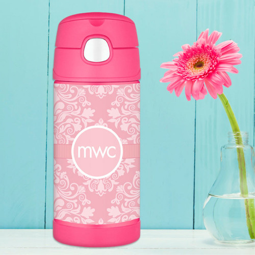 Pink Sweet Damask Personalized Thermos For Kids