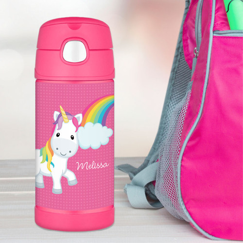 Rainbow Unicorn  Personalized Thermos For Kids