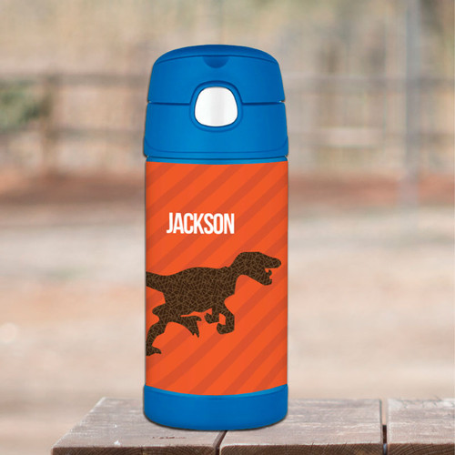 Dino And Me Orange Personalized Thermos Bottle
