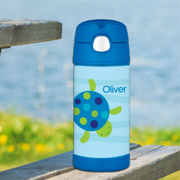 Swimming Blue Turtle Kids Thermos