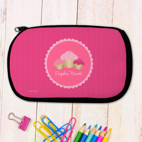 Three Sweet Cupcakes Personalized Pencil Case For Kids