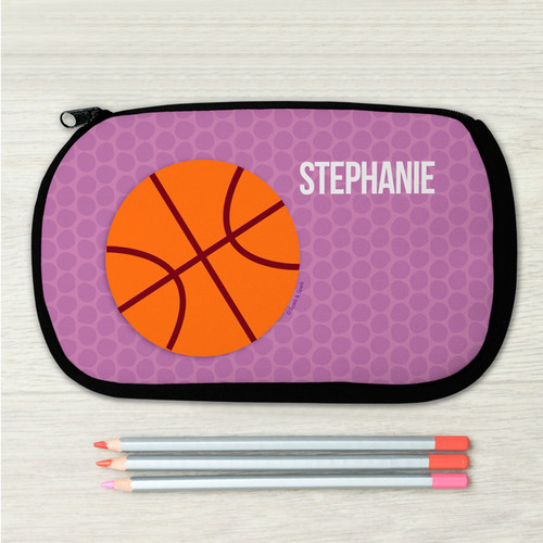 Lavender Basketball Personalized Pencil Case For Kids