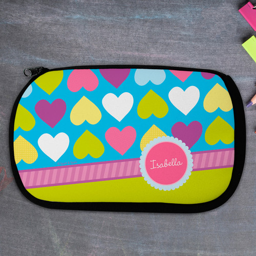 Happy Hearts Personalized Pencil Case For Kids