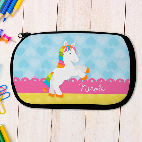 Cute Rainbow Pony Personalized Pencil Case For Kids