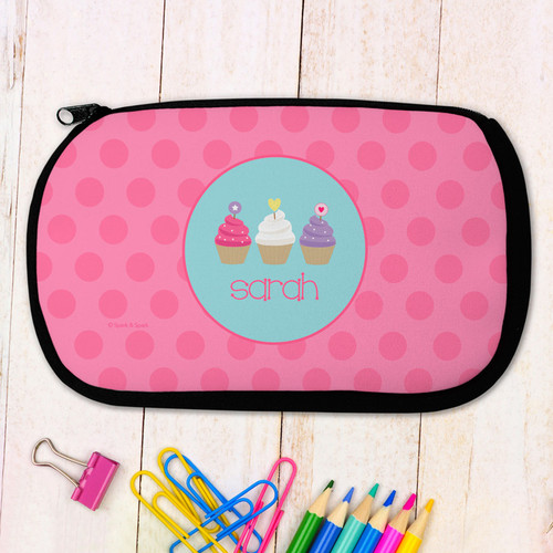 Three Cupcakes Personalized Pencil Case For Kids