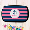 Navy And Pink Anchor Personalized Pencil Case For Kids