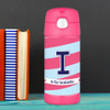 Pink And Blue Double Initial And Stripes Personalized Thermos For Kids