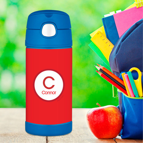 Kids Water Bottles with A Linen Red Letter