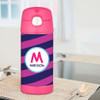Kids Stainless Steel Water Bottle with Initials in Magenta