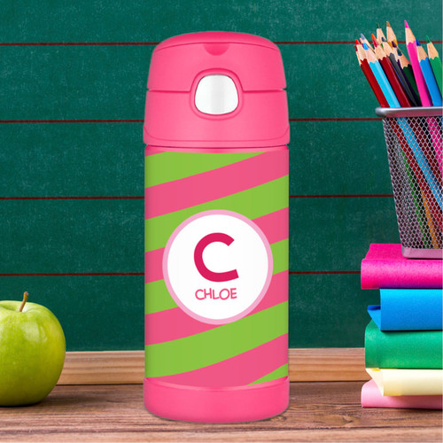 Personalized water bottles for kids with Pink Initials