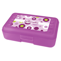 purple circles pencil box for kids