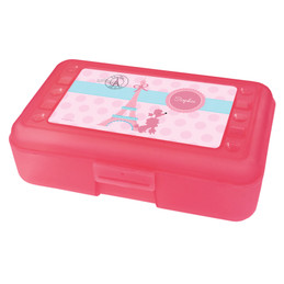 pink poodle in paris pencil box for kids
