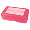 initials on pink chevron pencil box for kids
