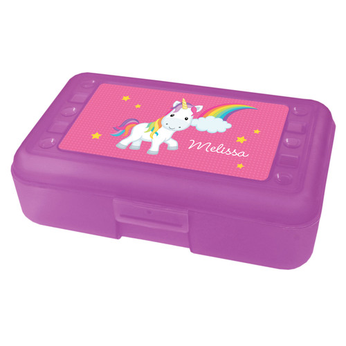rainbow unicorn pencil box for kids