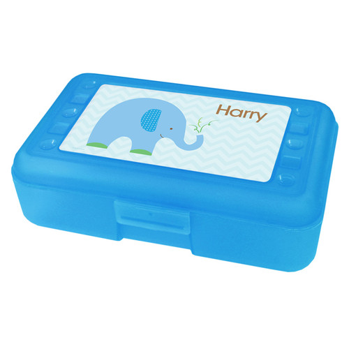Blue Baby Elephant Personalized Pencil Box