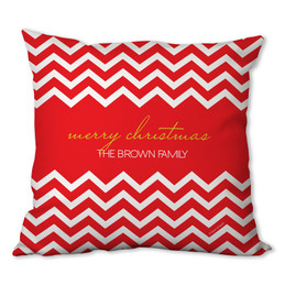 Fancy Zig Zags (Red) Personalized Pillow