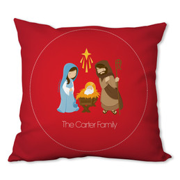 Sweet Red Nativity Personalized Pillow