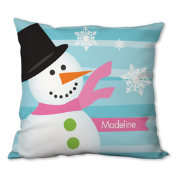 Pink Mr. Snowman Personalized Pillow