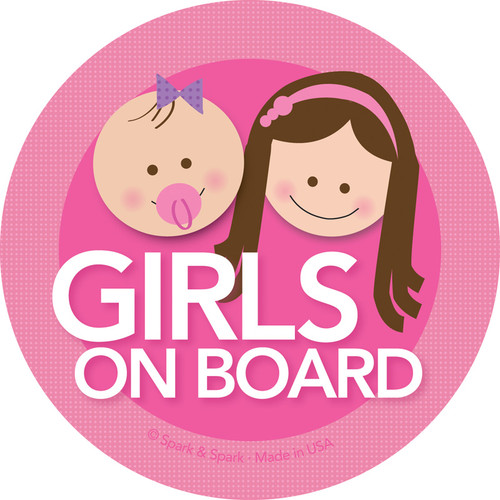 Baby on Board Car Decal with Brunette Girls | Spark & Spark
