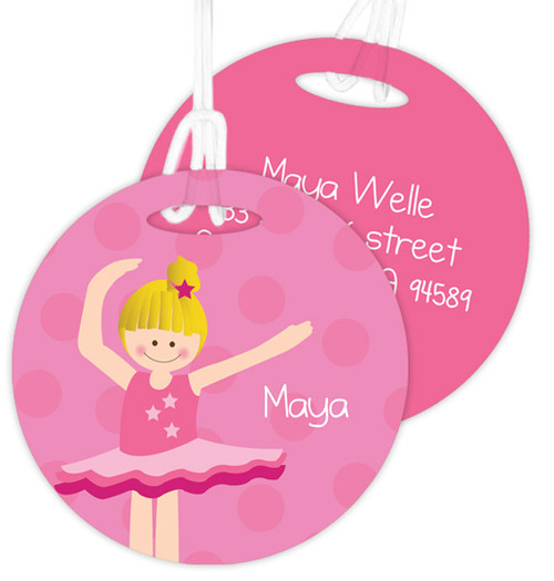 Love For Ballet Blonde Girl Luggage Tags For Kids