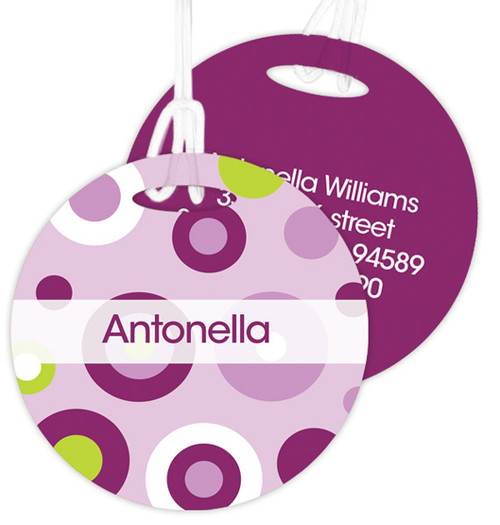 Circles And Circles Purple Luggage Tags For Kids
