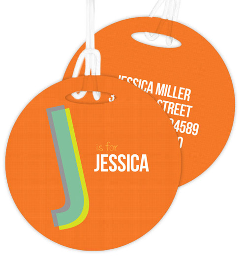 Double Initial Orange Luggage Tags For Kids