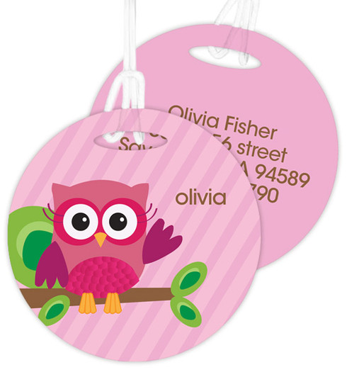 Owl Be Yours Pink Luggage Tags For Kids