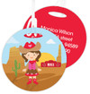 Brunette Cowgirl Kids Luggage Tags