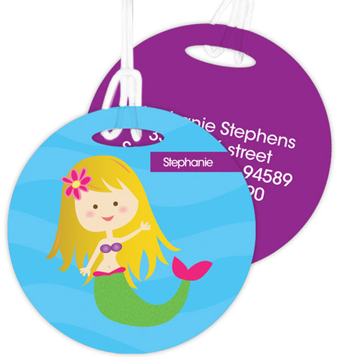 Cute Blonde Mermaid Kids Luggage Tags